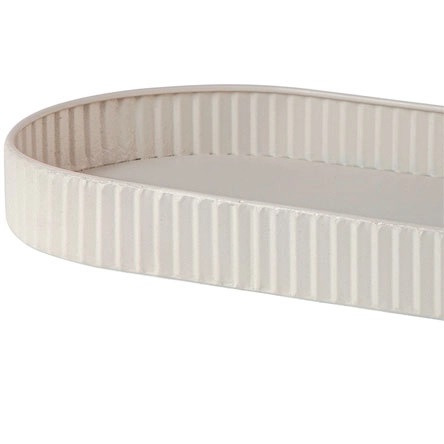 Bandeja Oval em Metal Off White 38cm