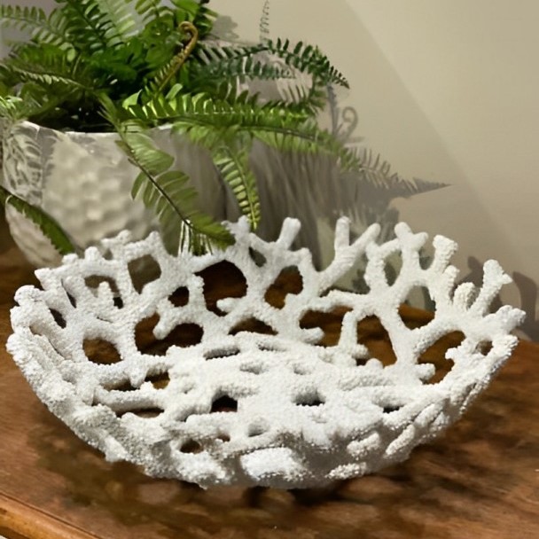 Centro de Mesa Coral Branco Decorativo 32cm