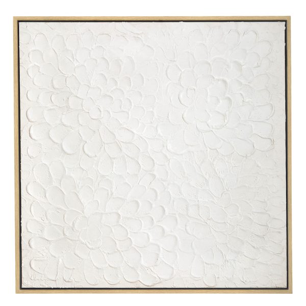 Quadro Canvas Floral 3D Off-White 80x80cm