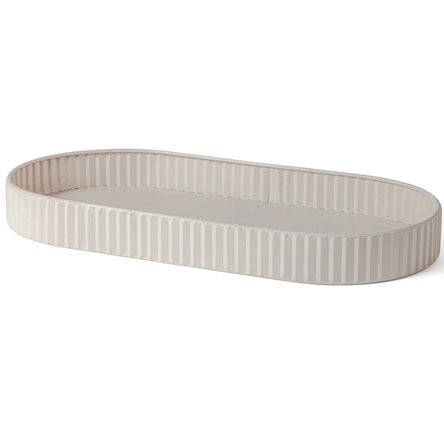 Bandeja Oval em Metal Off White 38cm