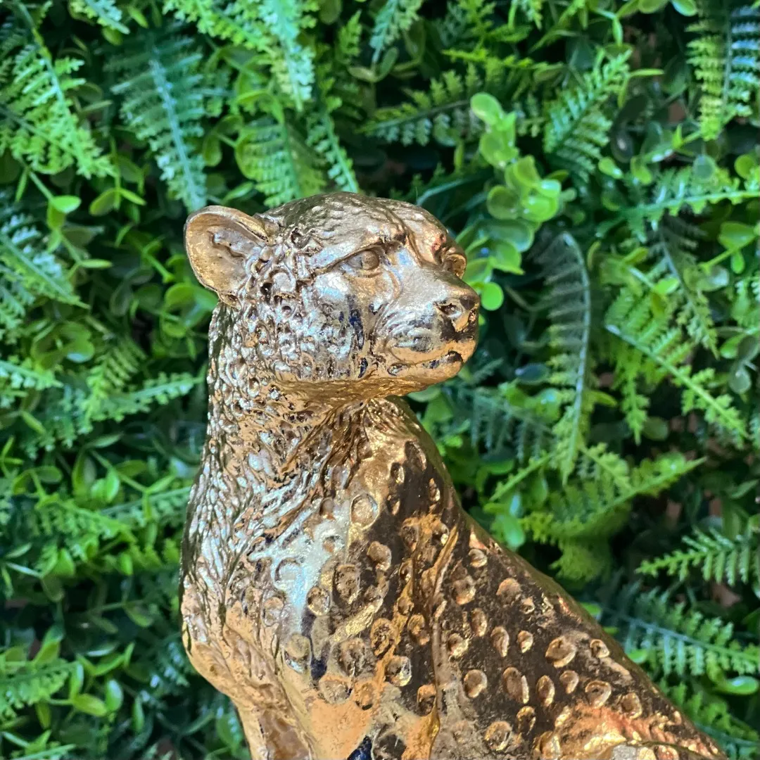 Escultura Leopardo Dourado Escultura Leopardo Dourado