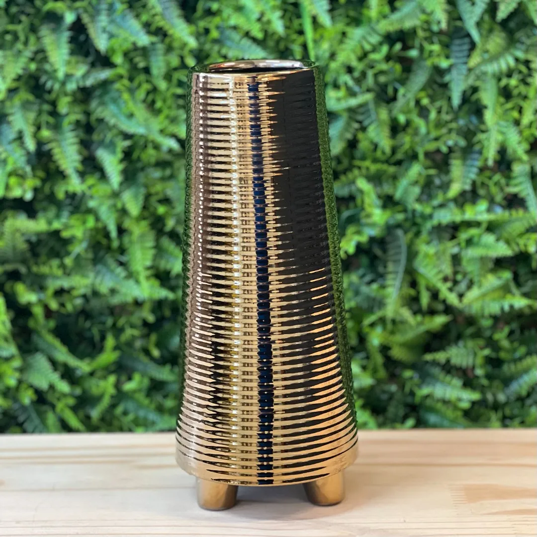 Vaso Decorativo em Cerâmica Dourado 29cm Vaso Decorativo em Cerâmica Dourado 29cm
