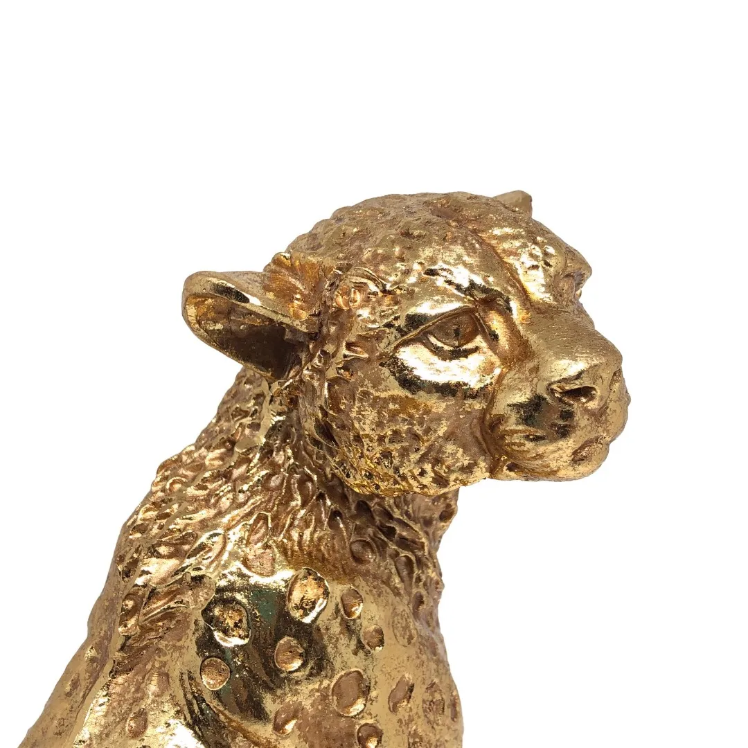 Escultura Leopardo Dourado Escultura Leopardo Dourado