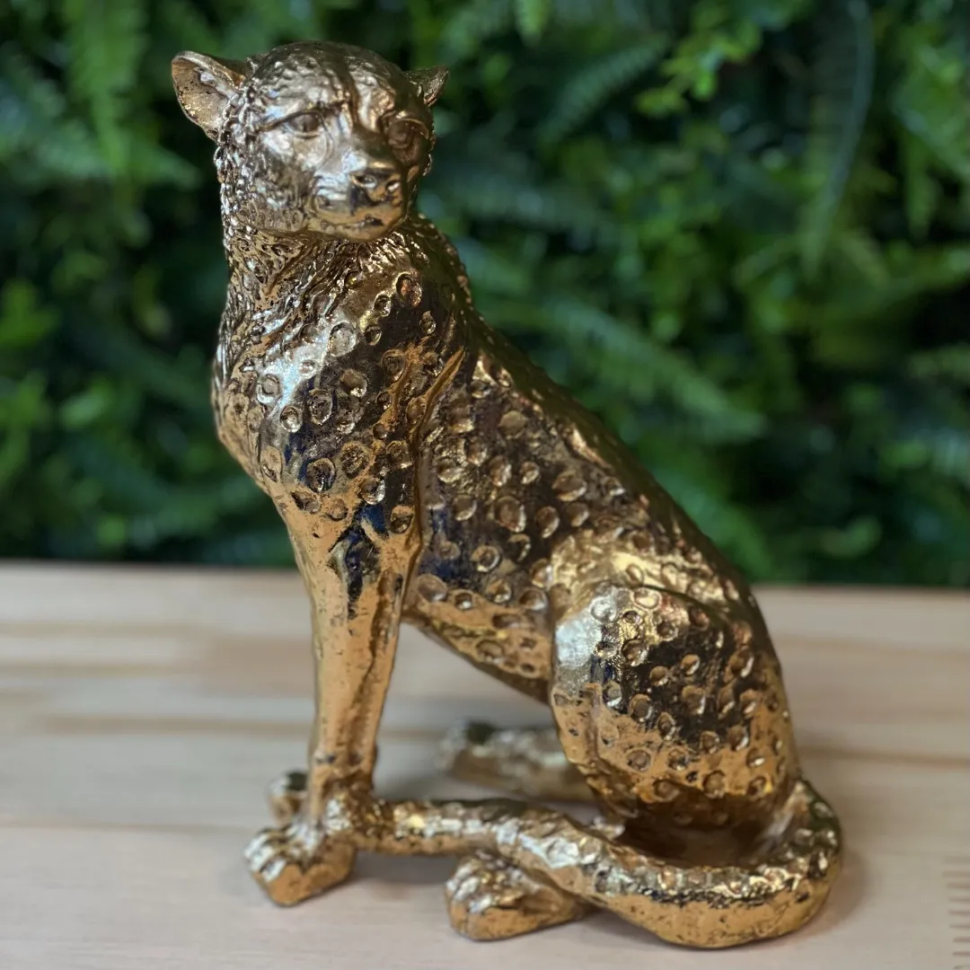 Escultura Leopardo Dourado Escultura Leopardo Dourado